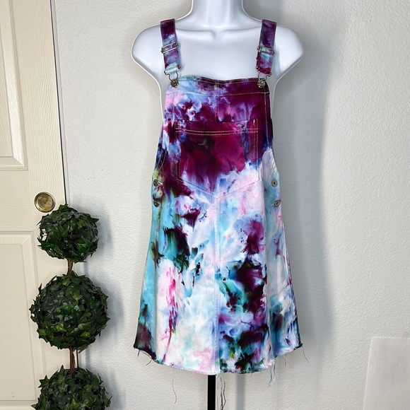 Divided Dresses & Skirts - Divided Tie Dye Denim Pinafore Dress